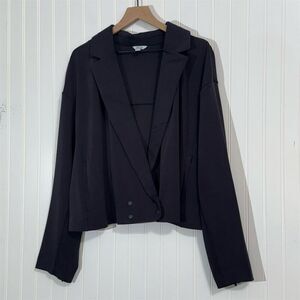 FLX Women’s 2X Black Cropped Blazer Relaxed Fit Stretch Athleisure Office Jacket
